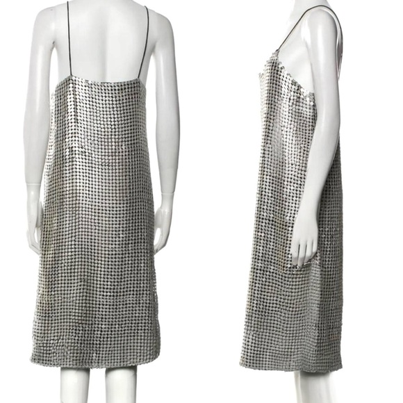 DODO BAR OR Etta Silver Metallic Sequin Spaghetti Strap Midi Slip Dress small - Picture 6 of 13